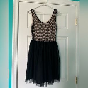 Tan and Black flowy lace dress